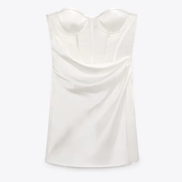 Zara NWT White Corset/ Bustier Mini Dress - Picture 4 of 7